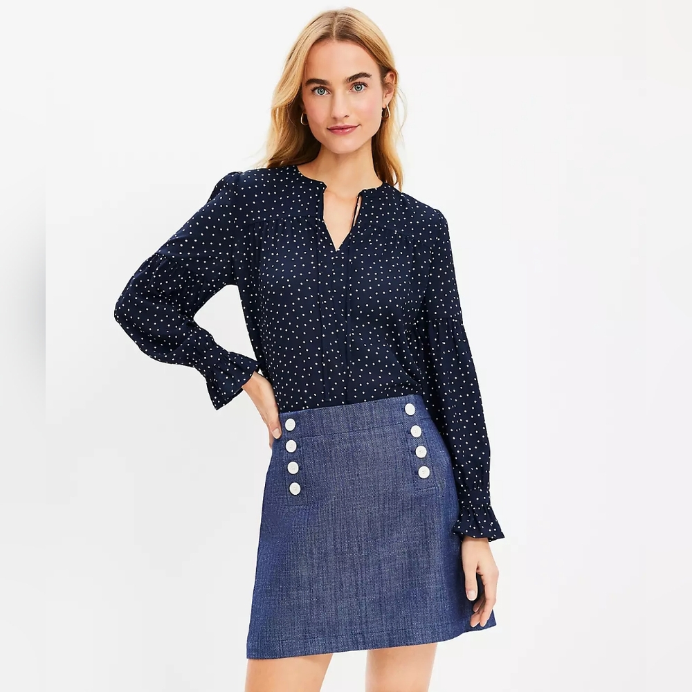 Loft Dotted Ruffle Cuff BlouseDotted Ruffle Cuff Blouse